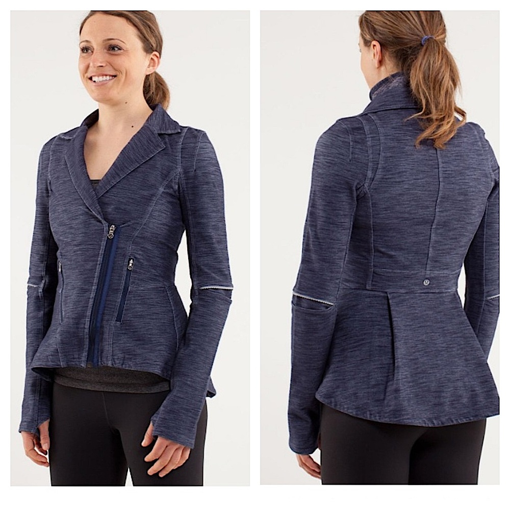 🔥RARE EUC Lululemon Ride On Blazer Deep Indigo Jacket Coat Denim look size 4